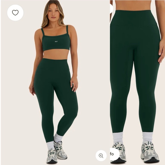 SET Active Pants - NWT SPORTBODY® SPORTY HIGH-RISE LEGGINGS in Beetle Dark Green Size Small
